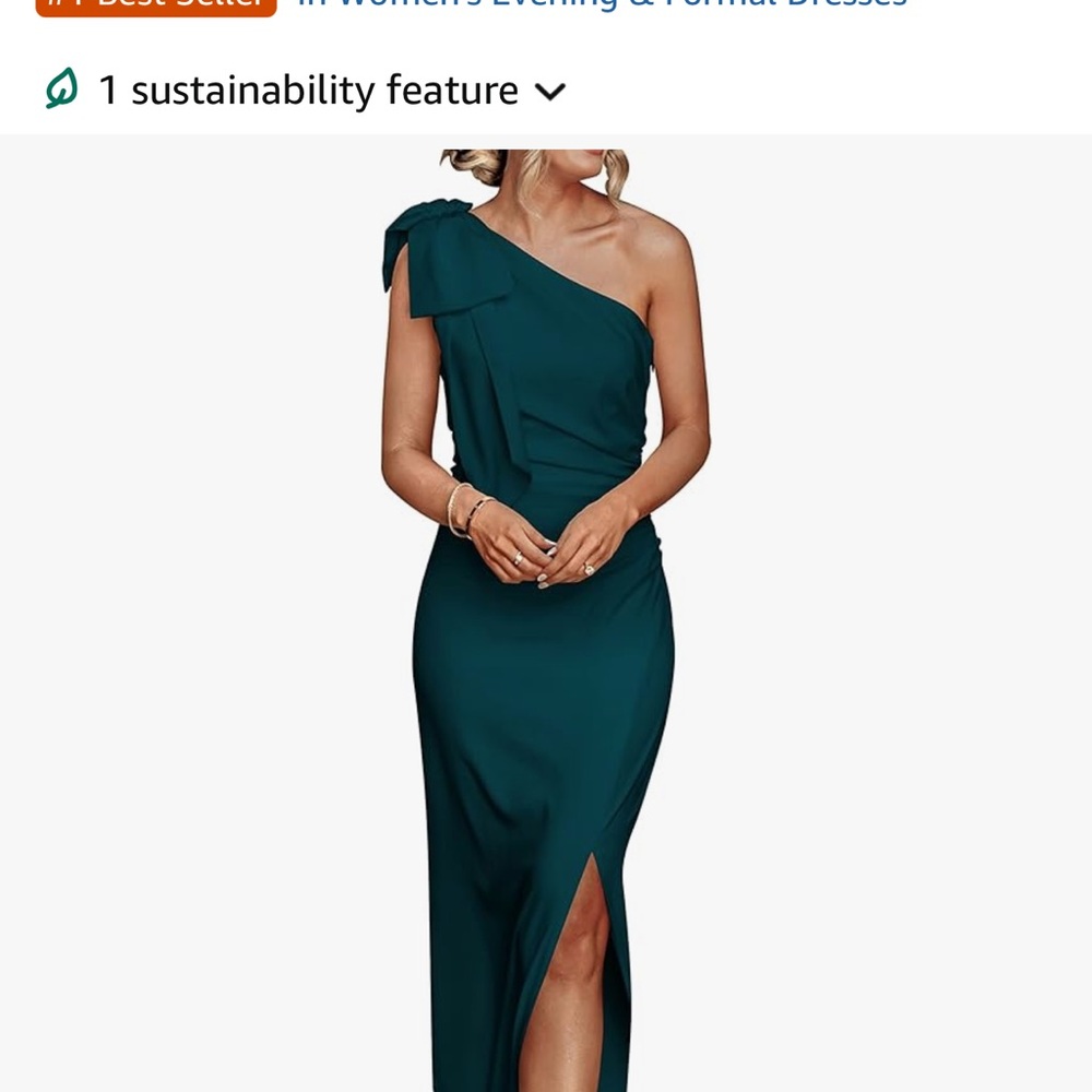 Stylish Dark Teal/ Cyan Dress- One shoulder